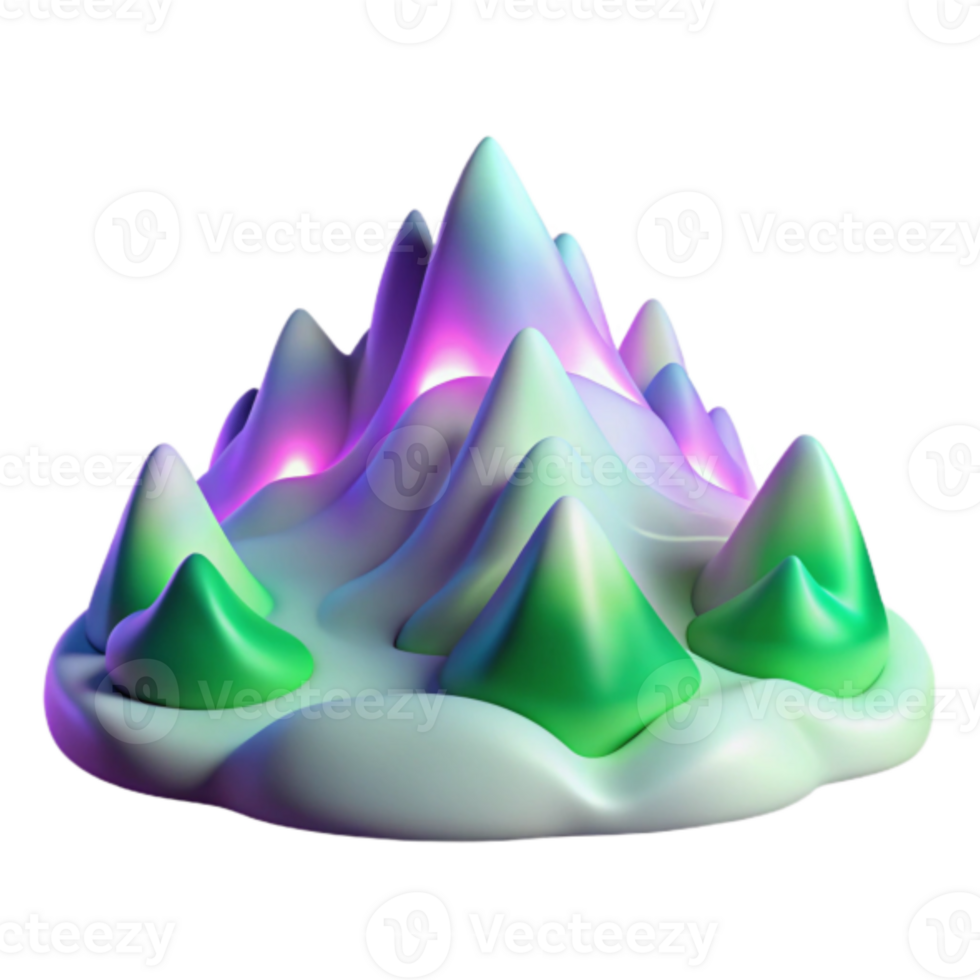 3D Render Abstract Mountain Landscape with Gradient Colors png