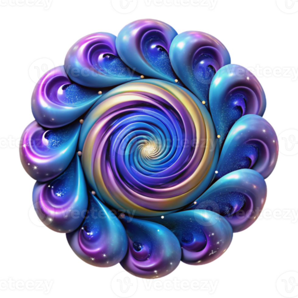 Abstract 3D Spiral Galaxy Mandala Illustration png