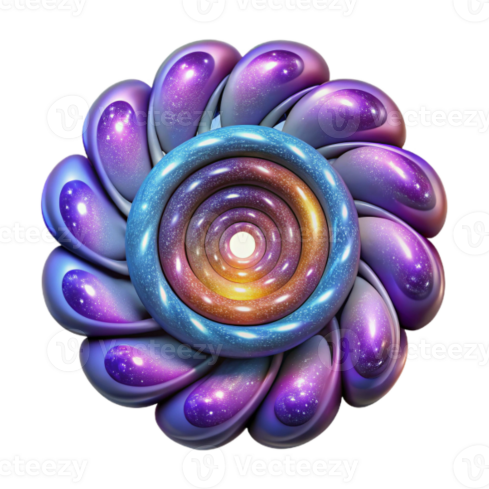 Cosmic Flower 3D Illustration Abstract Galaxy Mandala Design png