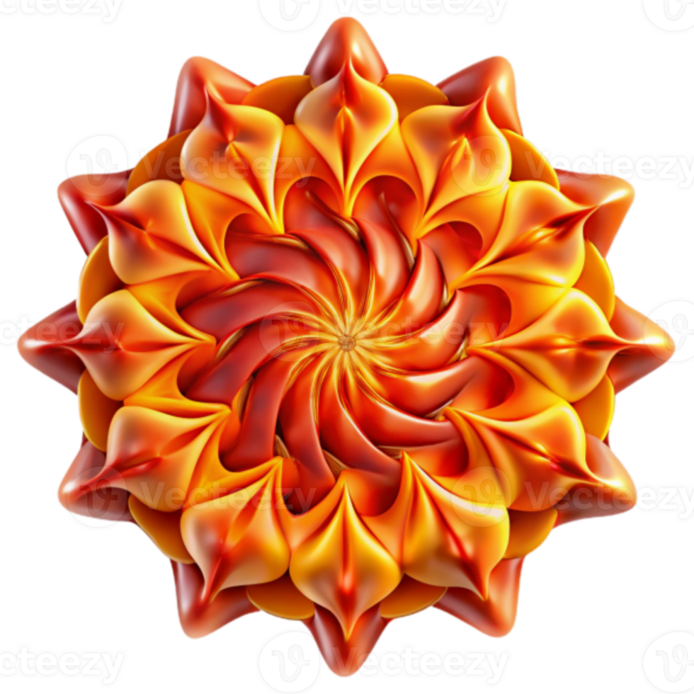 3D Abstract Orange and Red Flower Mandala Graphic Design Element png