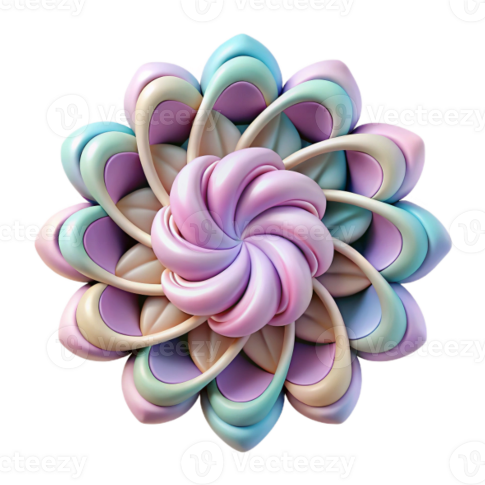 Pastel Swirl 3D Flower Illustration Abstract Background Design png