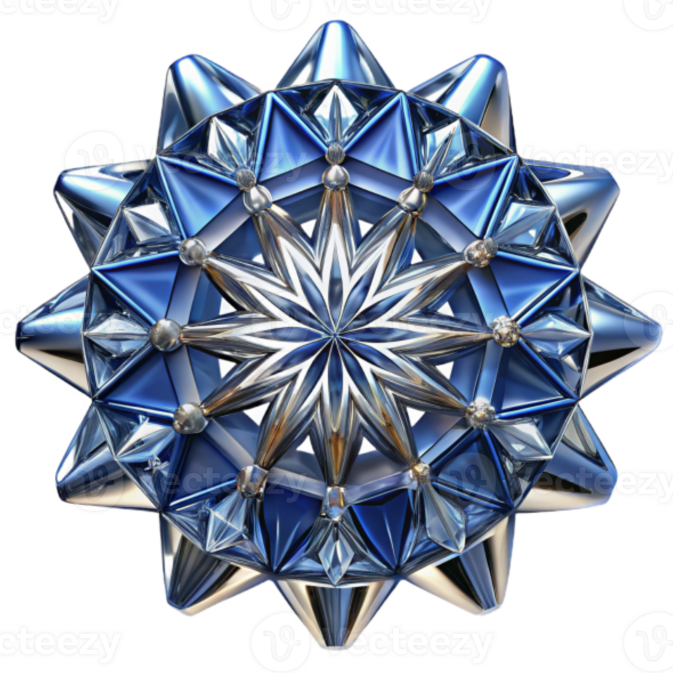 Radiant Blue Crystal Starburst 3D Illustration png