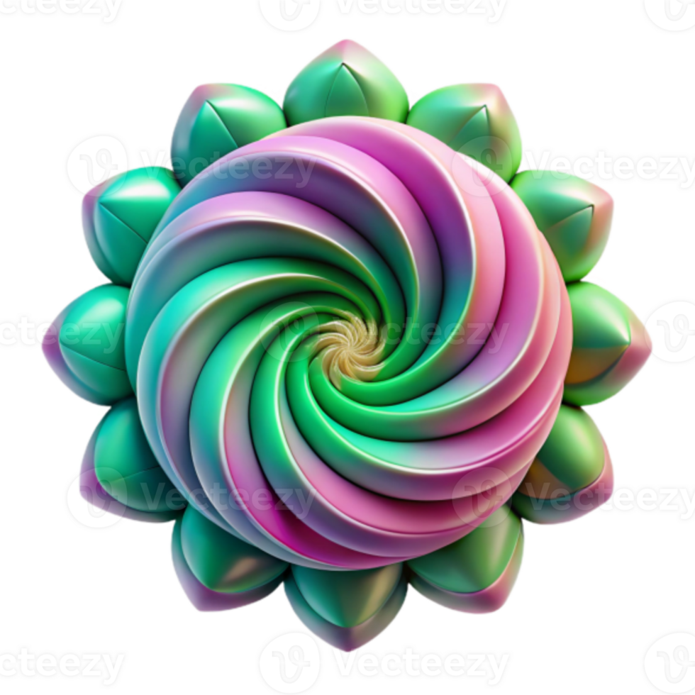 Abstract 3D Render of a Swirling, Colorful Mandala png