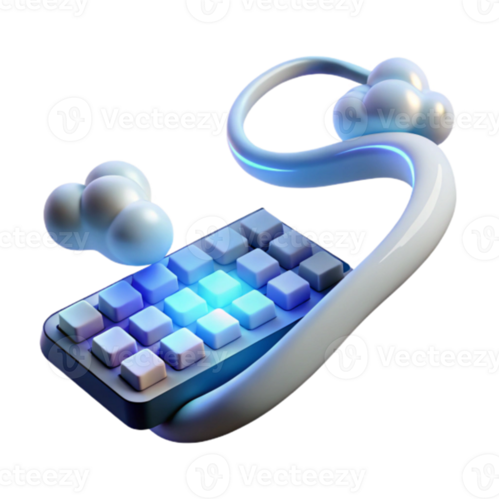 3D Render Abstract Background Cloud Computing Keyboard png
