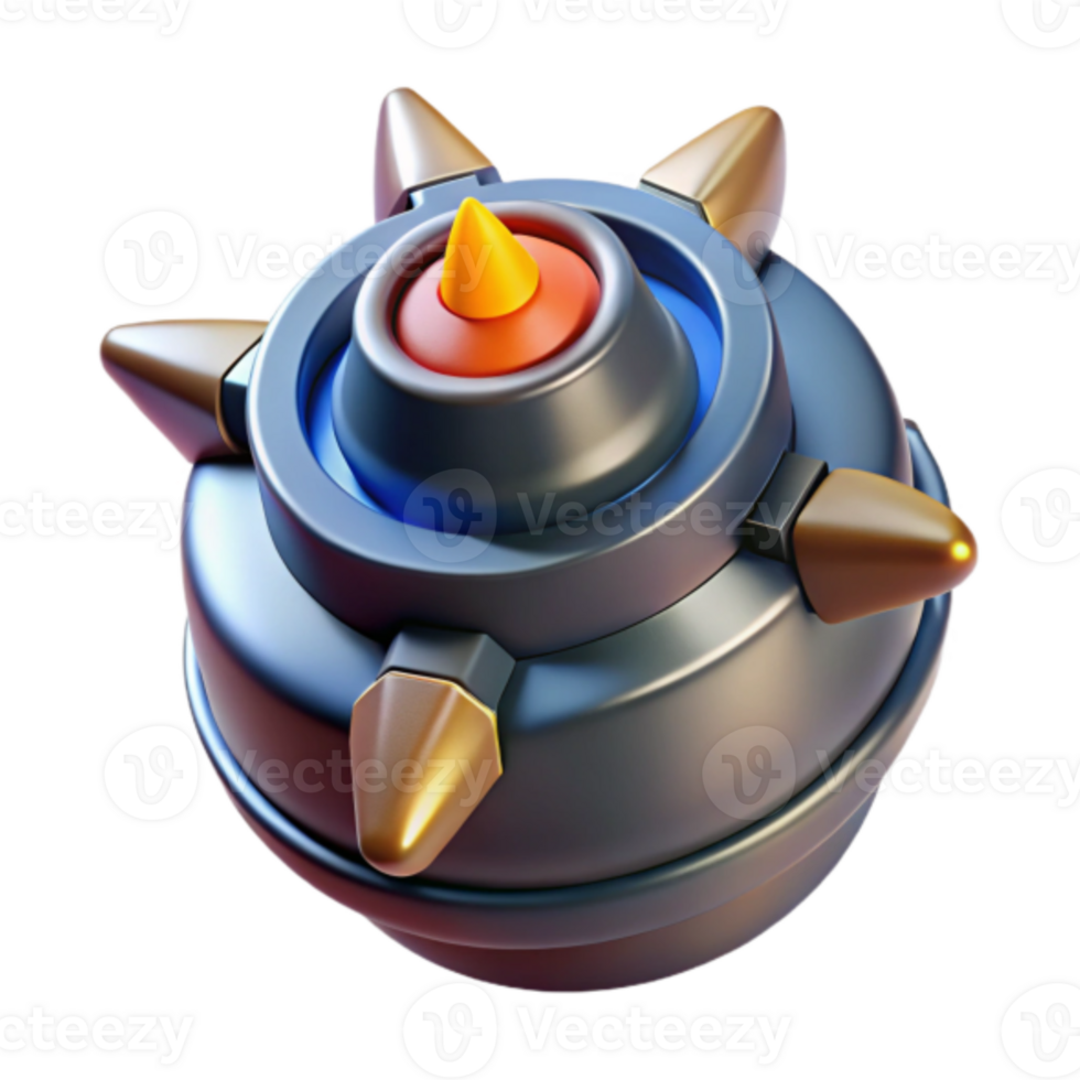 3D Render of a Futuristic Spiked Orb, Game Asset, Sci-fi Weapon Design png