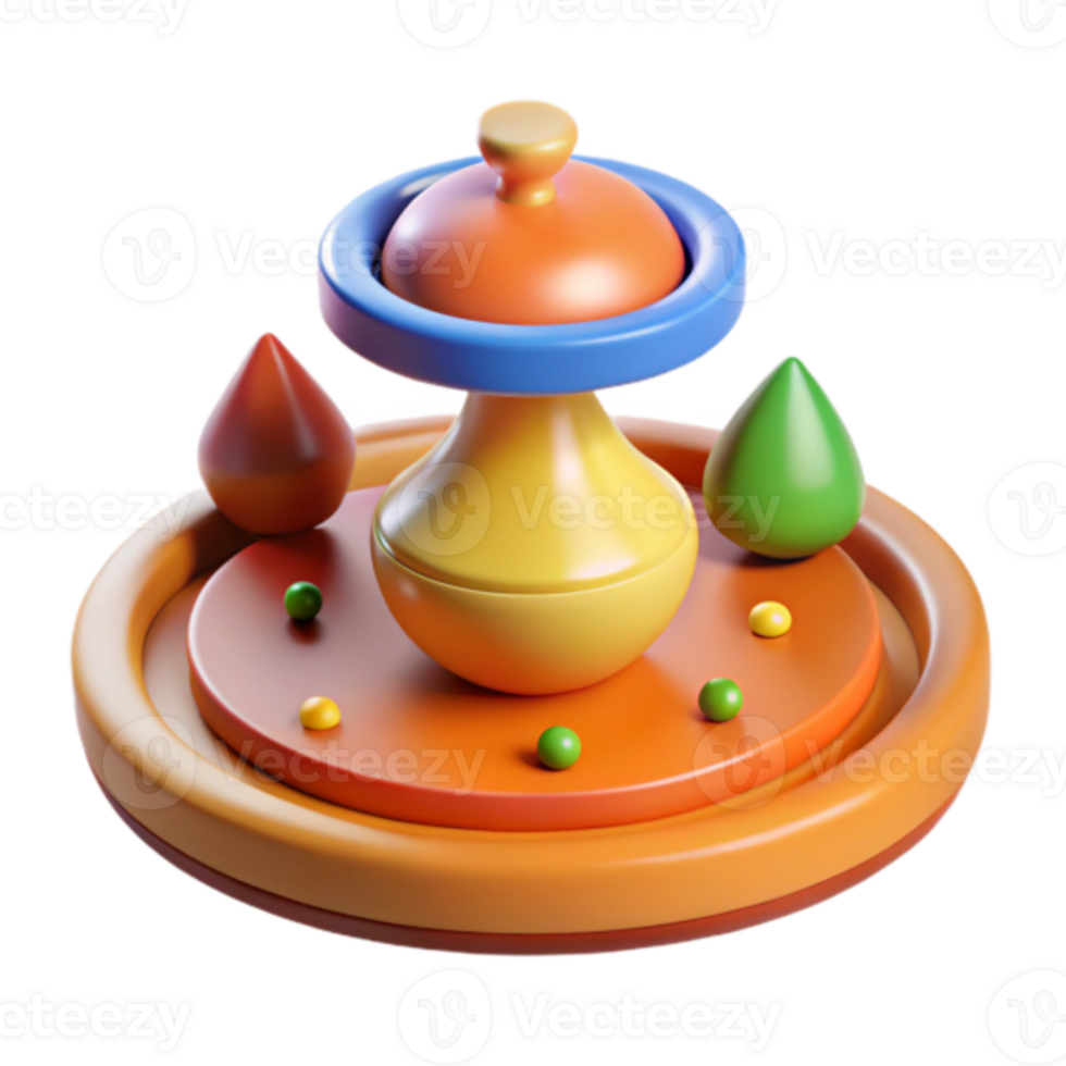 Whimsical 3D Render of a Colorful Toy Top png