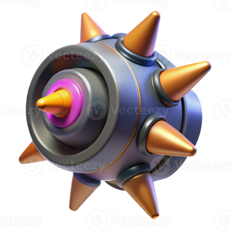 3D Render Spiked Orb Futuristic Technology Game Asset png