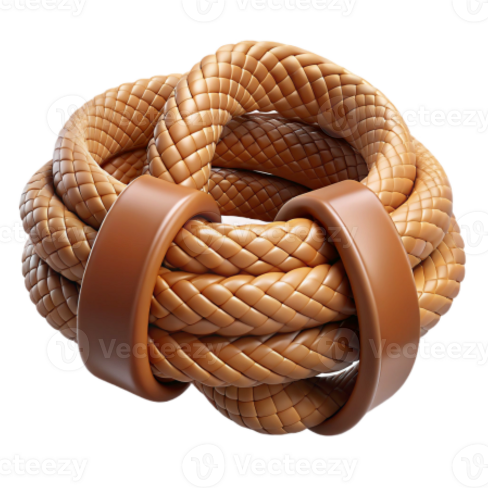 Intricate 3D Render of Brown Braided Rope Knot png