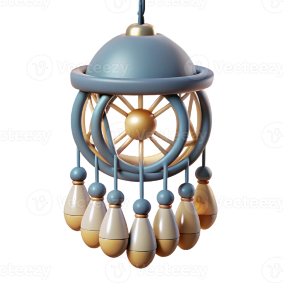 3D Render of Elegant Ornate Hanging Lamp Design png