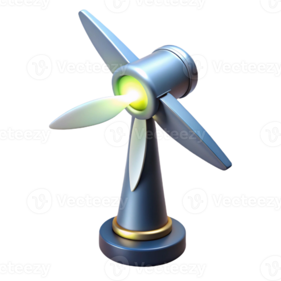 Glowing Turbine 3D Render Futuristic Windmill Illustration png
