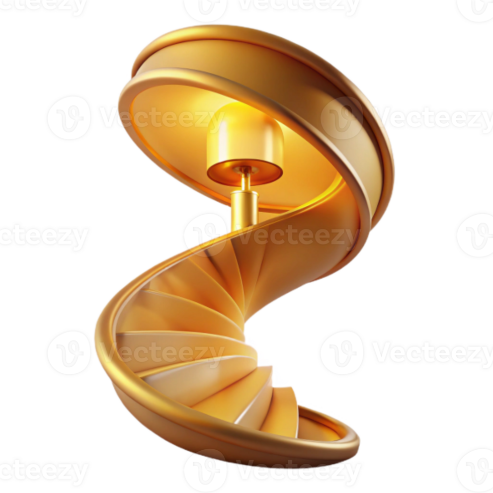 Golden Spiral Staircase 3D Render Illustration A Luxurious Ascending Design png