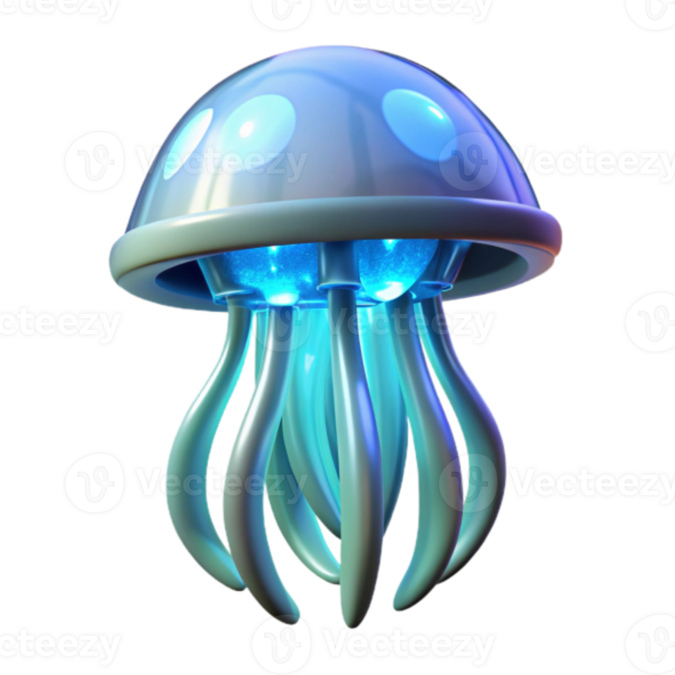 Glowing 3D Jellyfish Illustration Futuristic Aquatic Lifeform Digital Art png