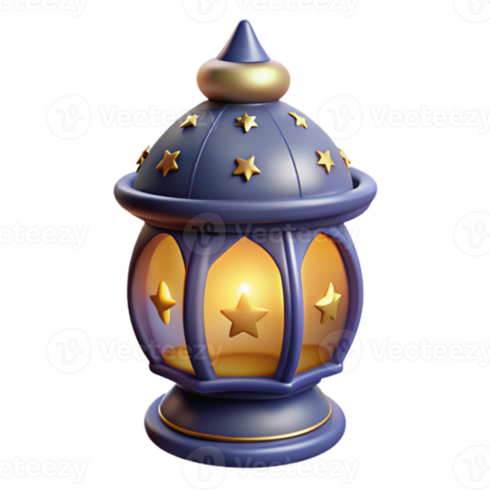 3D Render of a Festive Lantern, Illuminated with a Warm Glow, Adorned with Stars png