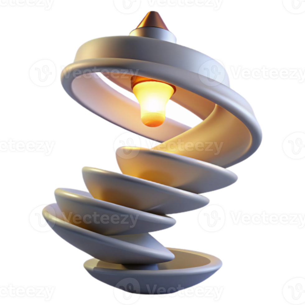 Abstract 3D Spiral Light Sculpture Illustration png
