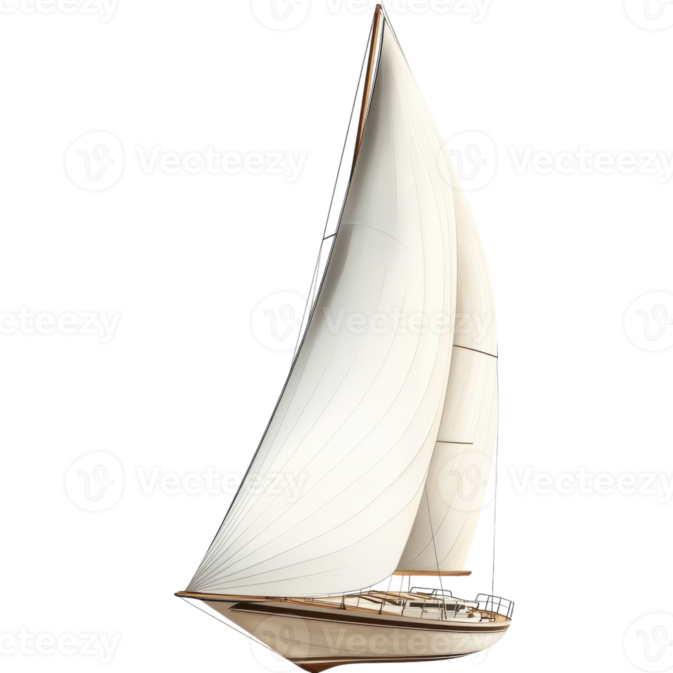 White Sailboat Gentle Tilt on transparent background. png