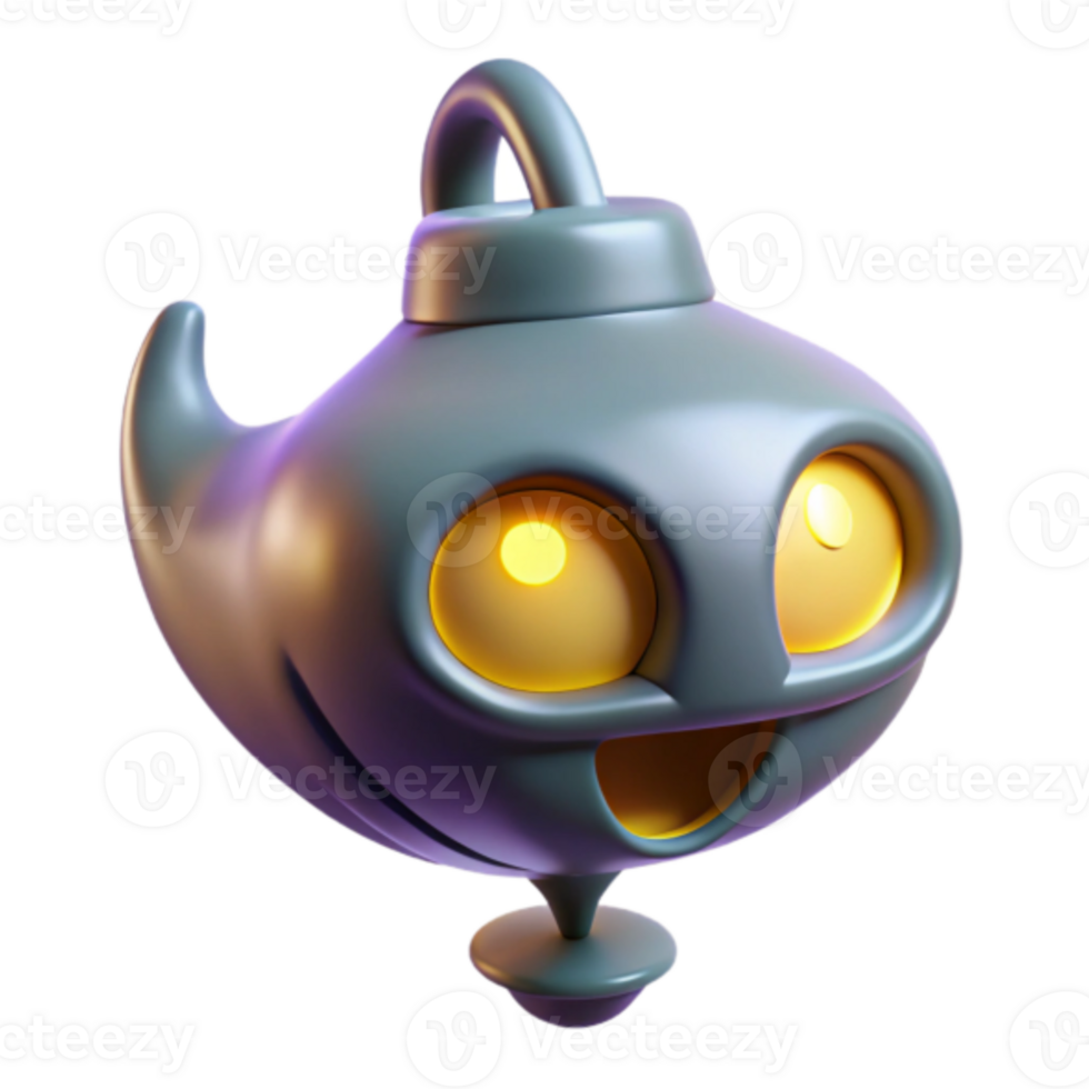 Joyful 3D Render of a Cartoon Ghost Lamp png