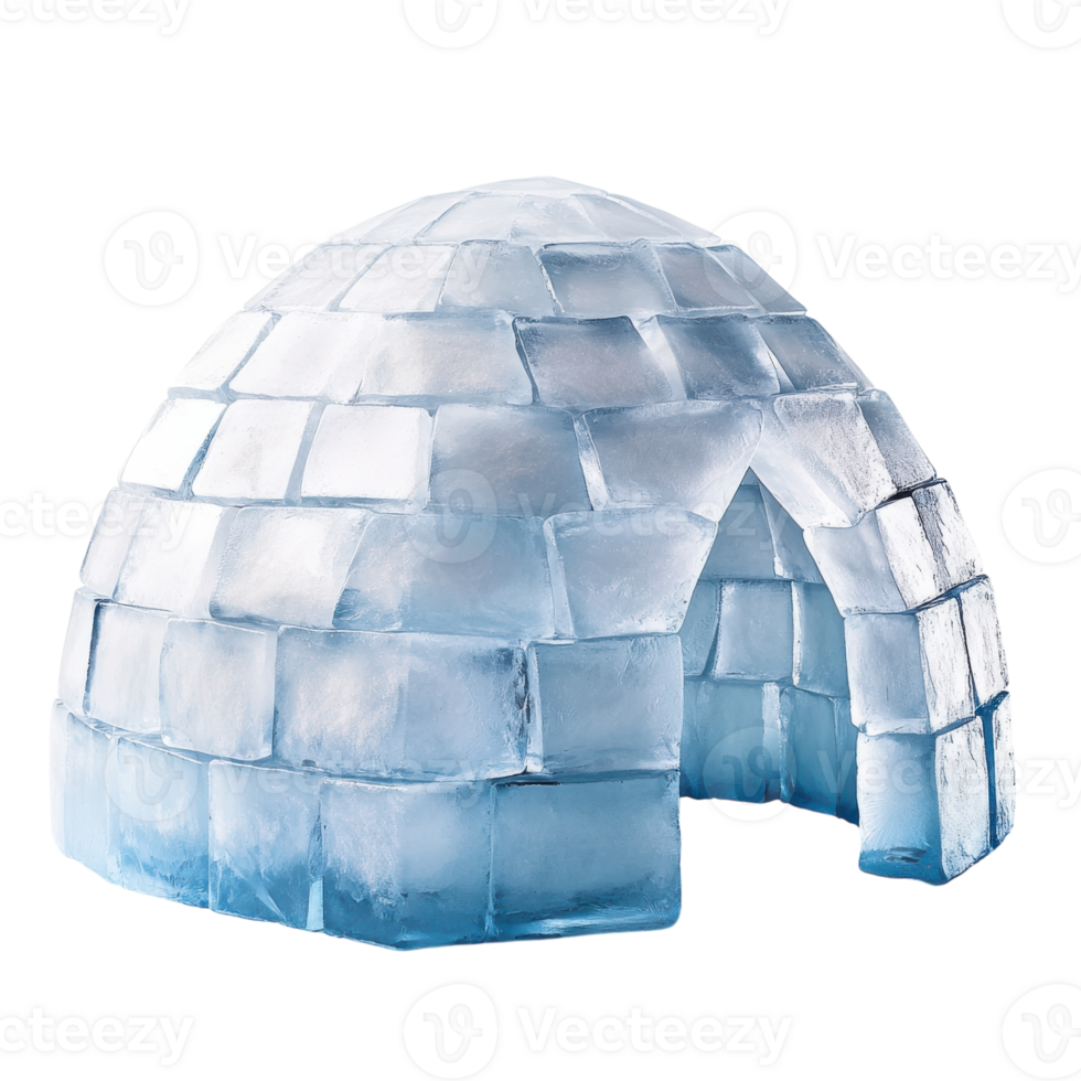 Arctic Igloo Ice Blocks Structure on transparent background. png