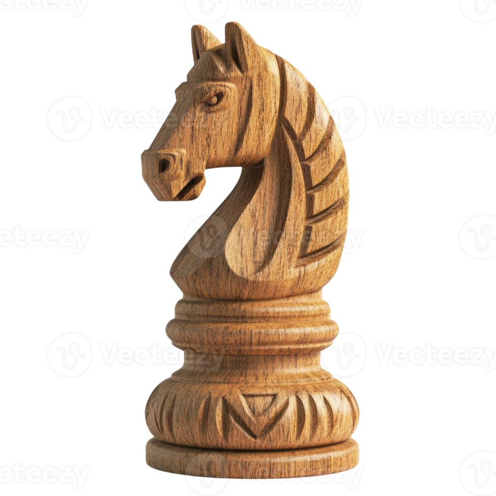 Intricate Wooden Chess Piece on transparent background. png