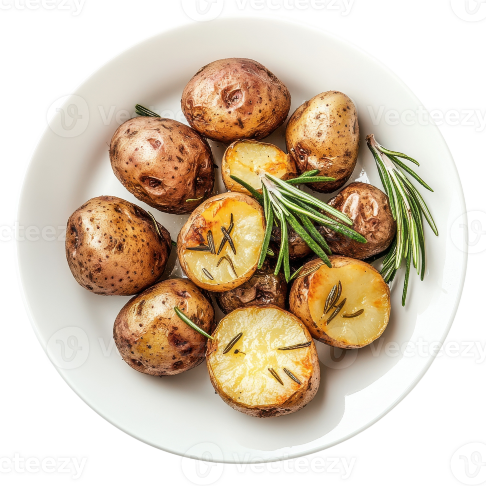 Rosemary Potatoes Rustic Gourmet on transparent background. png