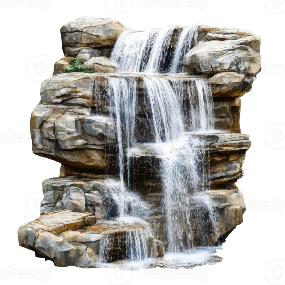 Majestic Waterfall Landscape on transparent background. png