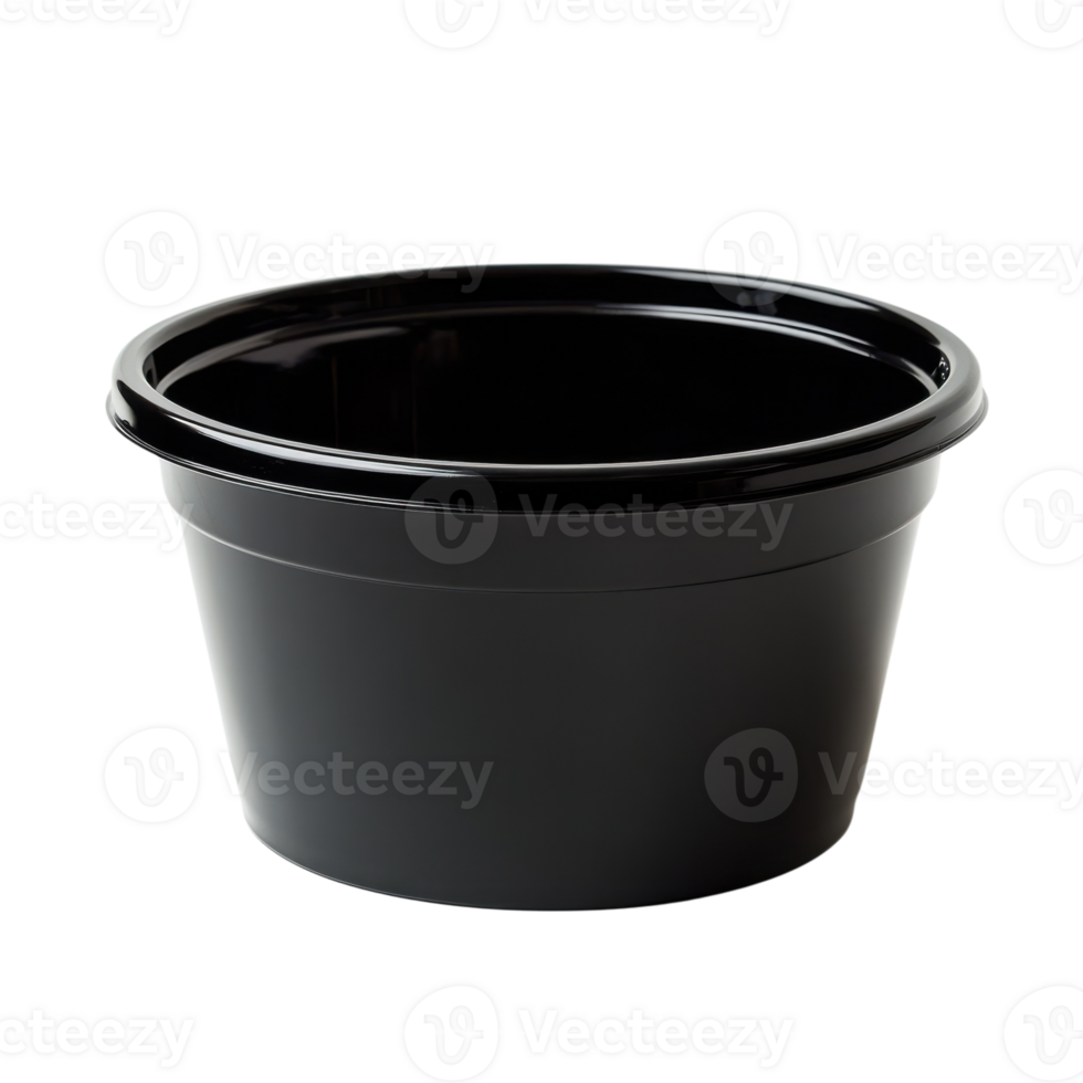 Black Plastic Food Container Mockup on transparent background. png
