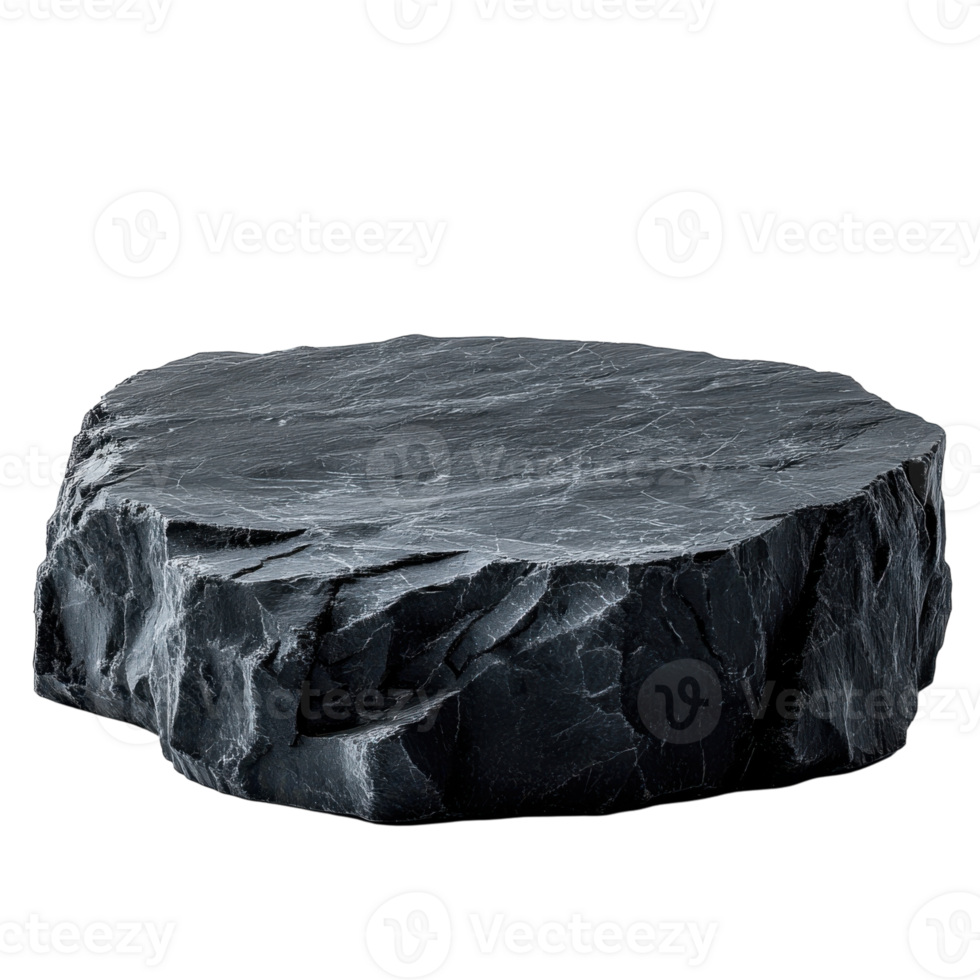Black Rock Podium Display Stand on transparent background. png