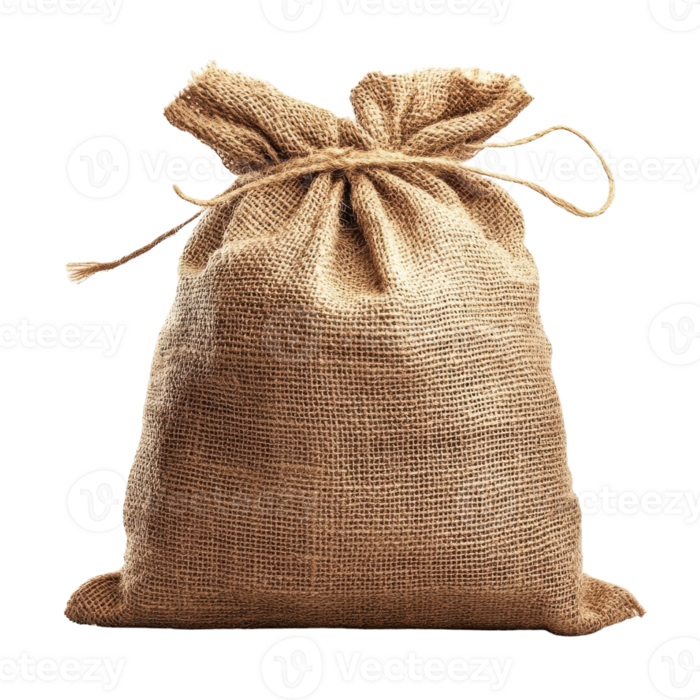 Burlap Sack on White Background on transparent background. png
