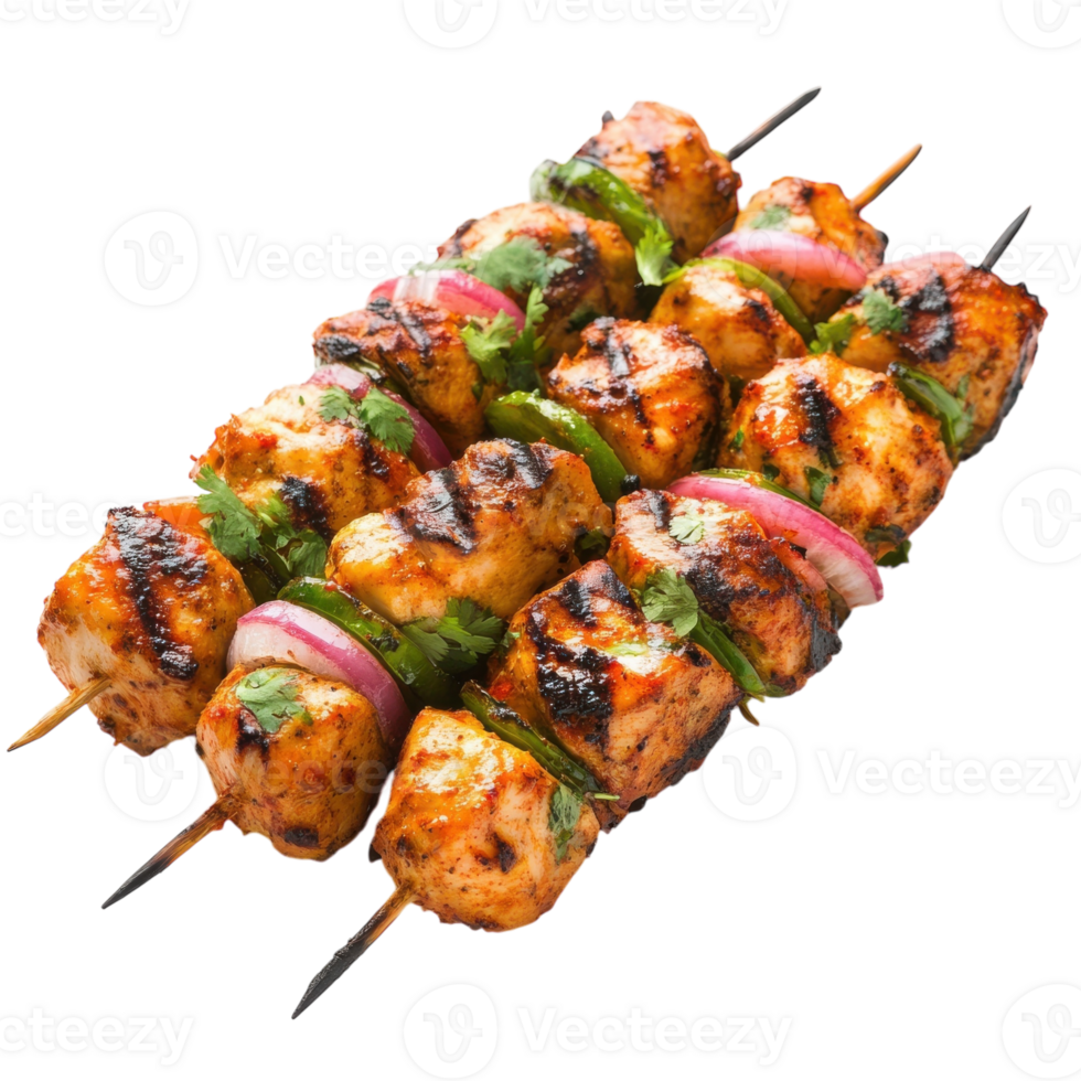 Delicious Chicken Tikka Kabab on transparent background. png