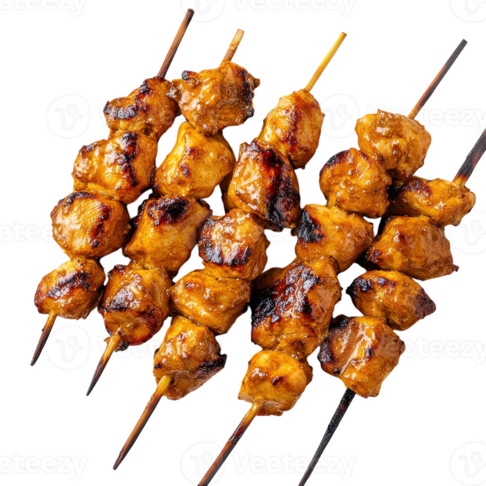Delicious Chicken Satay Dish on transparent background. png