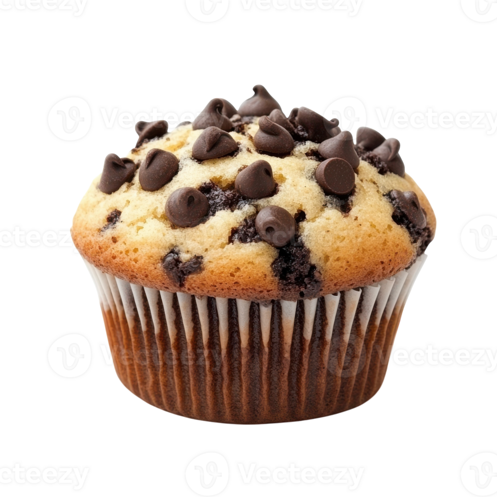 Delicious Chocolate Chip Muffins on transparent background. png