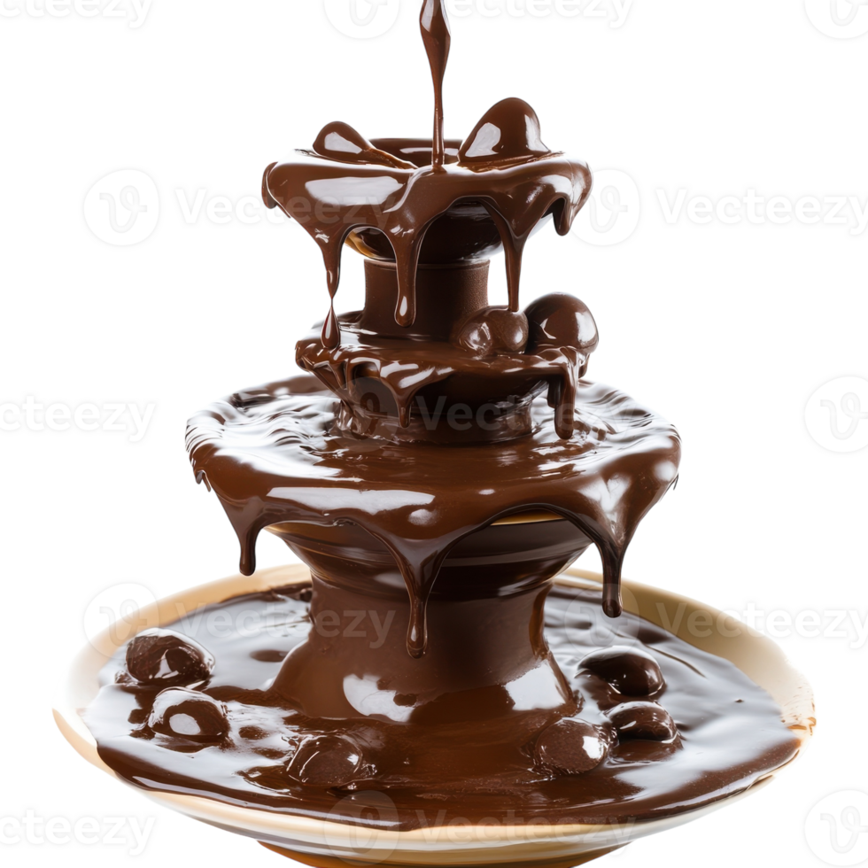 Chocolate Fountain Delight on transparent background. png