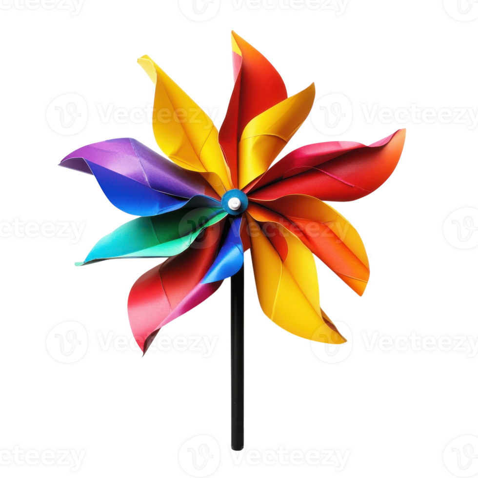 Colorful Pinwheel Summer Fun on transparent background. png