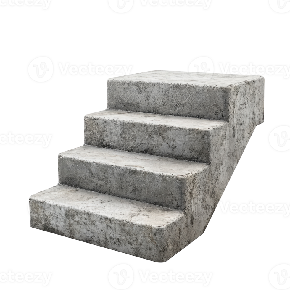 White Steps Concrete Background on transparent background. png