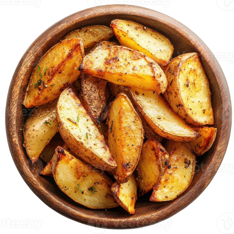 Crispy Potato Wedges Bowl on transparent background. png