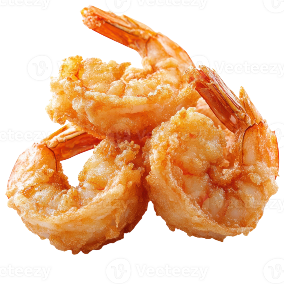 Delicious Crispy Fried Shrimp on transparent background. png