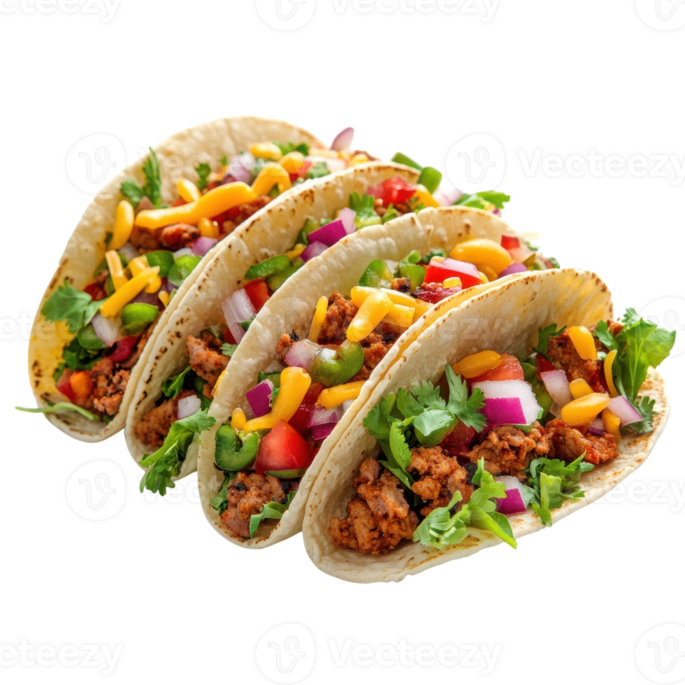 Delicious Tacos White Background on transparent background. png