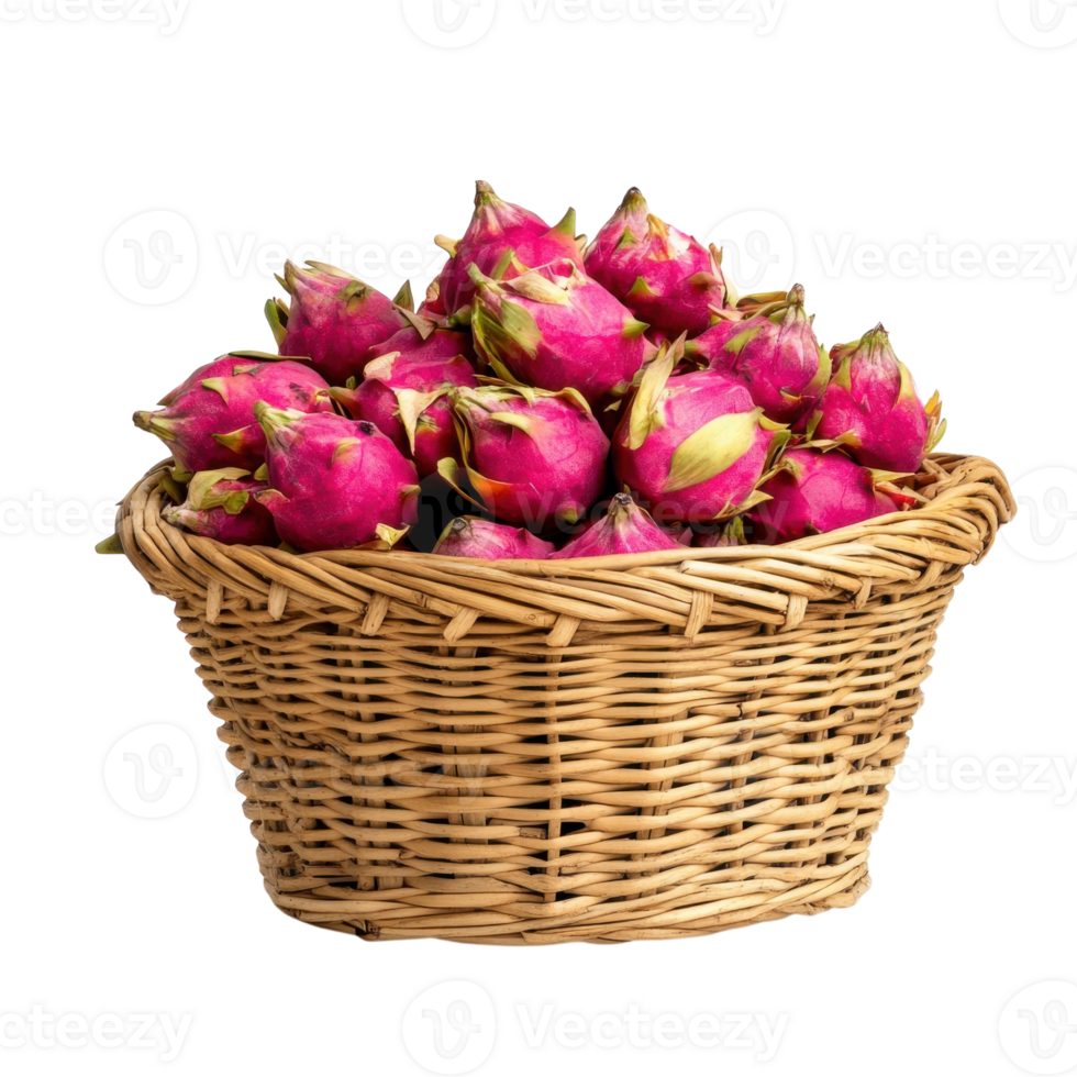 exotisch Drachen Obst Korb auf transparent Hintergrund. 55240082 PNG