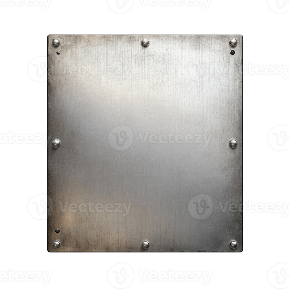 Empty Metal Board White Background on transparent background. png