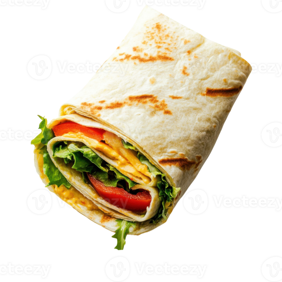Delicious Empty Wrap Sandwich on transparent background. png