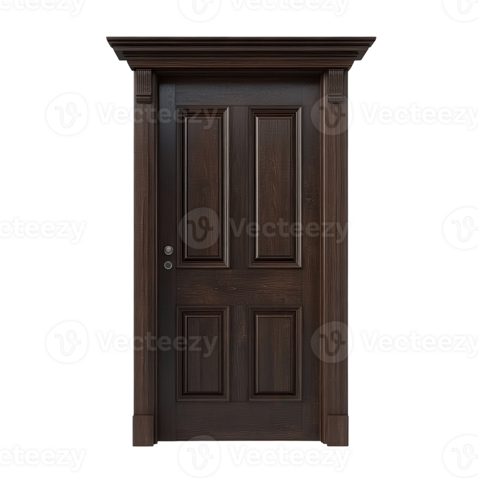 Dark Wooden Door Frame Mockup on transparent background. png