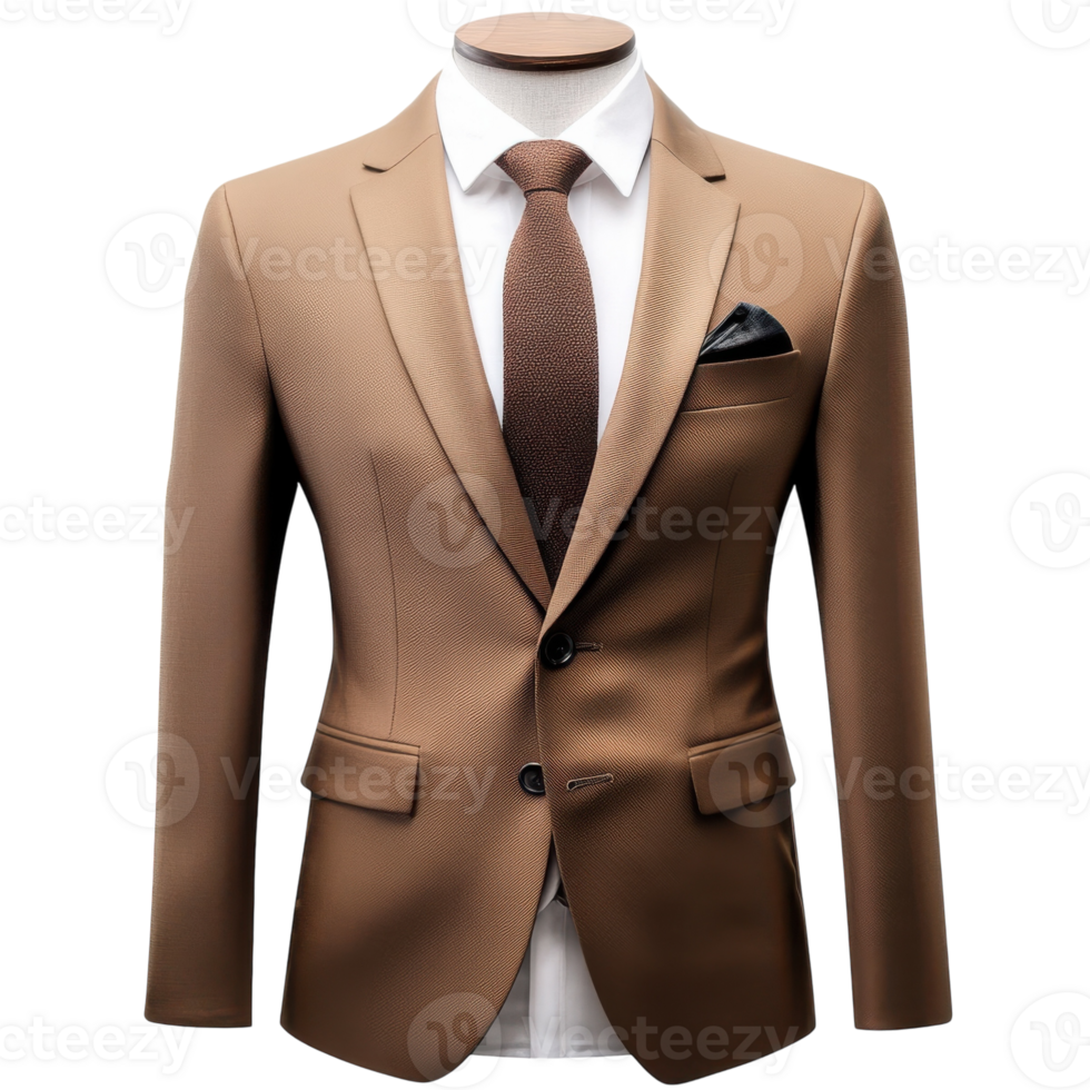 Brown Suit on White Background on transparent background. png