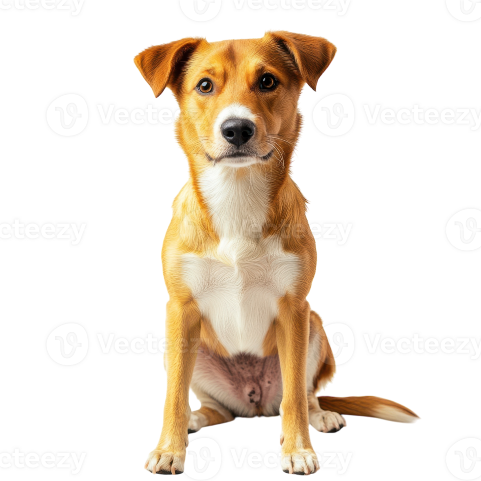 Calm Dog on White Floor on transparent background. png