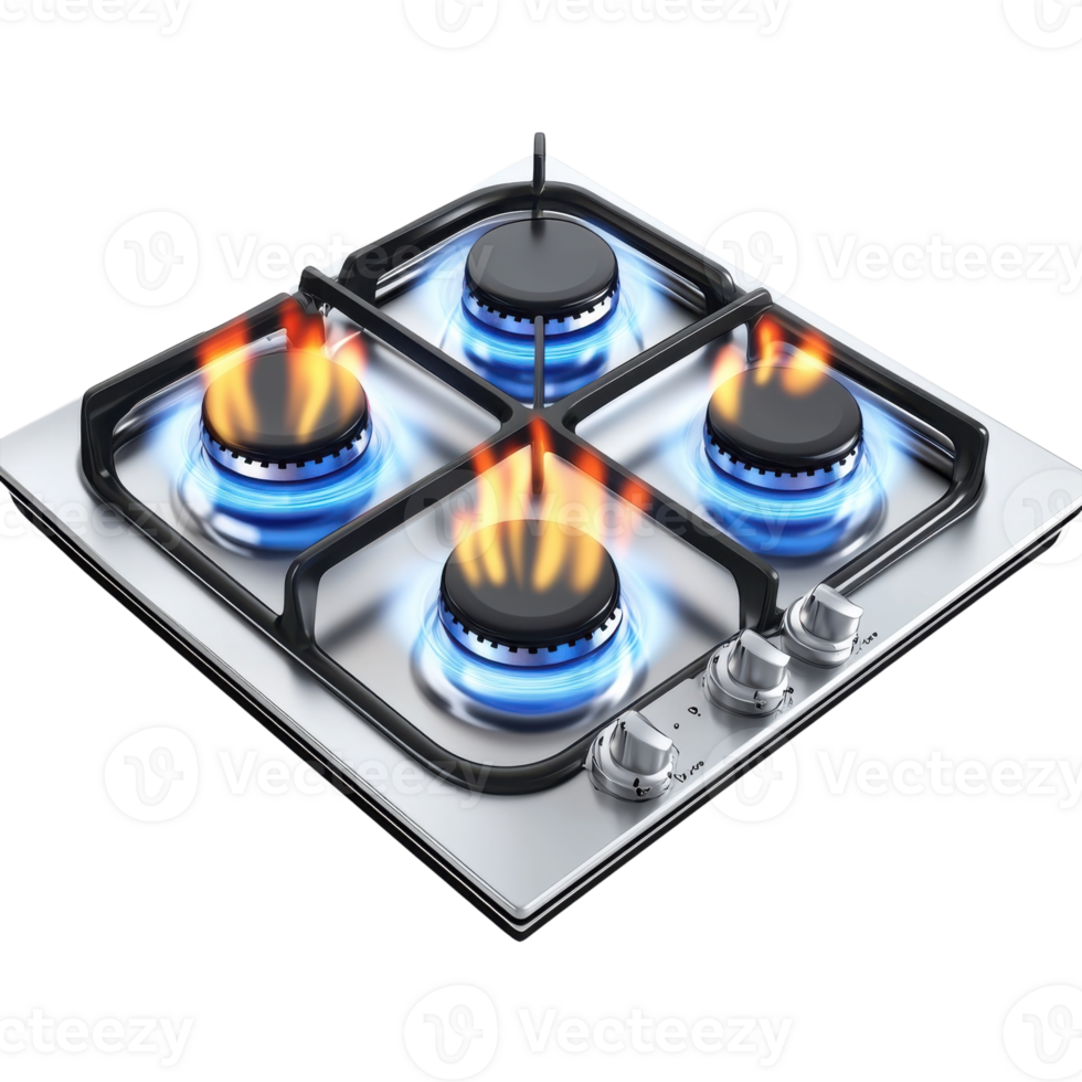 Modern Gas Stove White Background on transparent background. png