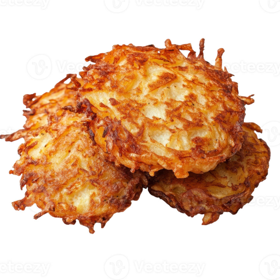 Delicious Crispy Potato Latkes on transparent background. png