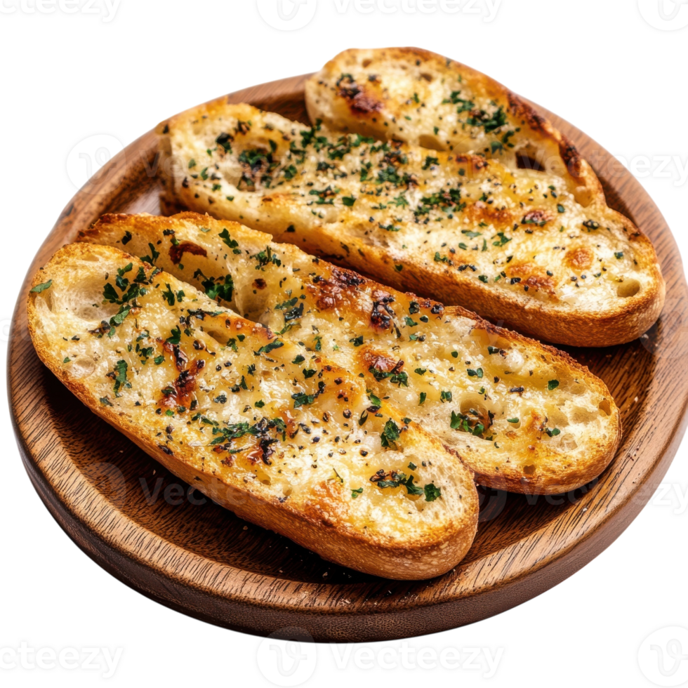 Garlic Bread Appetizer Recipe on transparent background. png