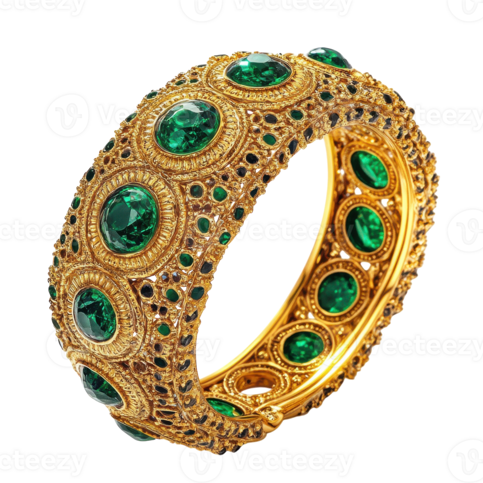 Luxury Emerald Gem Bracelet on transparent background. png
