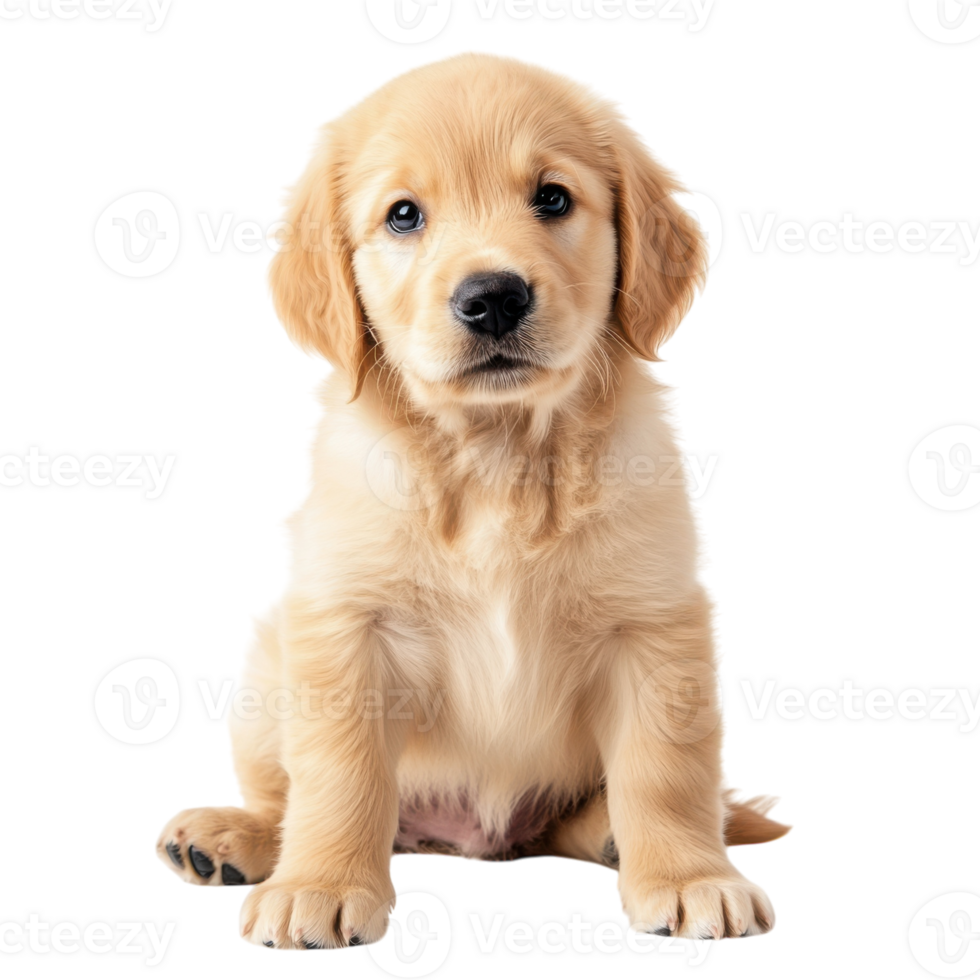 Golden Retriever Puppy on White on transparent background. png