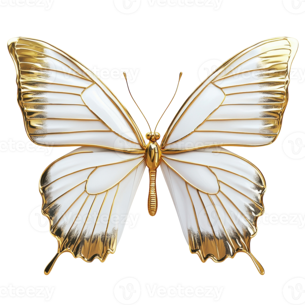 Golden Butterfly White Background on transparent background. png