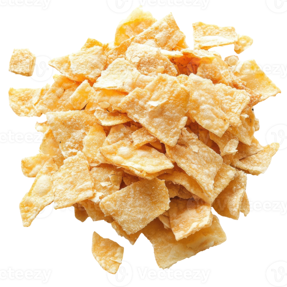 Crispy Potato Chips on White on transparent background. png