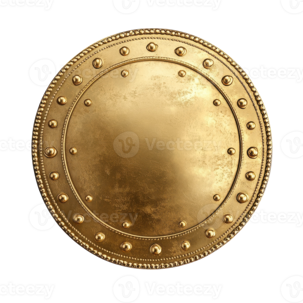Golden Shield Security Emblem on transparent background. png